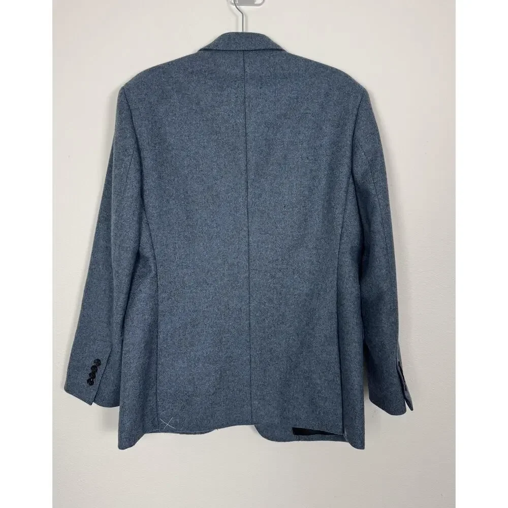 Teddy Vonranson Sport Coat Blazer Mens 42 Blue Wool Silk Tweed Single Breasted